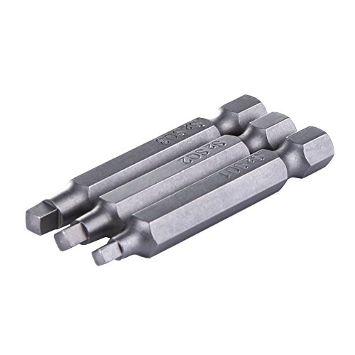 50 mm Magnetischer Vierkantkopf-Schraubendreher-Bits Set mit 6,35 mm Sechskantschaft Metall-Handwerkzeuge Stahl SQ1 SQ2 SQ3 magnetische Vierkant-Schraubendreher-Bits von AMZLORD