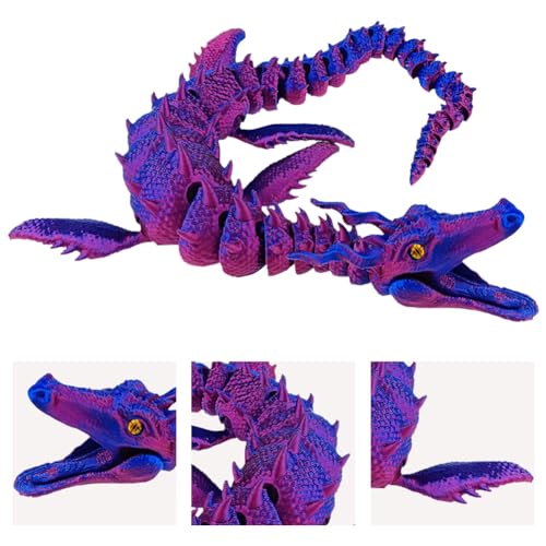 AMZLORD 3D-gedrucktes Sea Dragon Toy Crystal Dragon Ornament Schreibtischspielzeug (Lila Gold) von AMZLORD