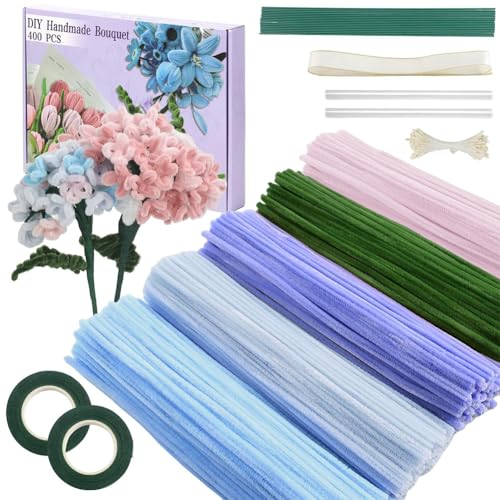 AMZLORD 400pcs Rohrreiniger basteln Twisting Sticks Bouquet Art Supplies (blau) von AMZLORD