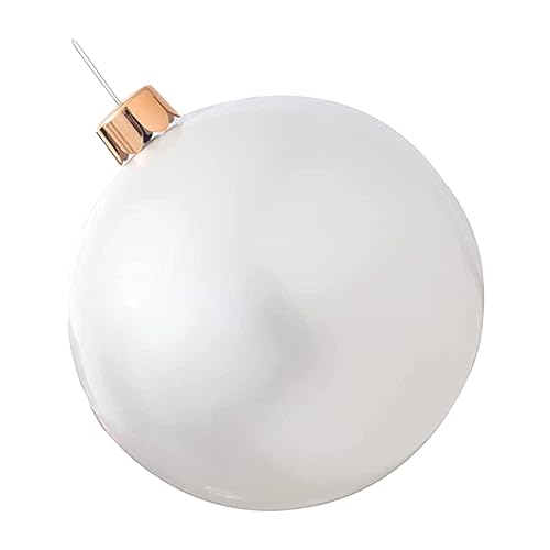 AMZLORD Aufblasbare Weihnachtskugeln - Riesen Weihnachtsaufblasbarer PVC-Dekorationsball, 45cm Weihnachtsaufblasbare Außendekorationen Aufblasbare Weihnachtskugeln Dekoration - Weiß von AMZLORD