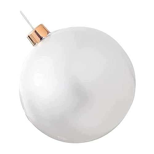 AMZLORD Aufblasbare Weihnachtskugeln - Riesen Weihnachtsaufblasbarer PVC-Dekorationsball, 75cm Weihnachtsaufblasbare Außendekorationen Aufblasbare Weihnachtskugeln Dekoration - Weiß von AMZLORD