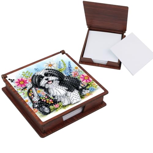 AMZLORD Wooden 5d Maltes Kit Note Box DIY Art Notepad Box (Hund A) von AMZLORD