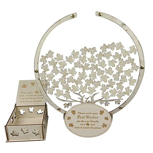 AMZLORD Wooden Gastschachteln mit 60/80pcs Maple Blättern 3D Gästebuch DIY Souvenirs Ornamente Hochzeitsempfang Dekoration von AMZLORD