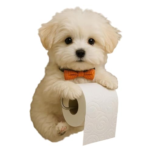 Hunde -Toilettenpapierhalter Wandmontierte Toilettenrollenhalterdekor (Bichon Frinse) von AMZLORD