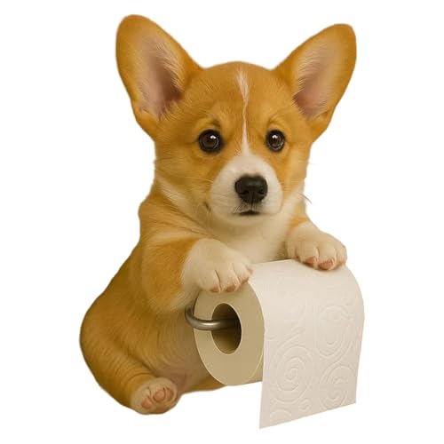 Hundetoilettenpapierhalter Wandmontierte Toilettenrollenhalterdekor (Leichte Corgi) von AMZLORD