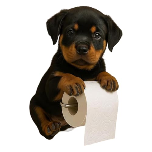 Hundetoilettenpapierhalter Wandmontierte Toilettenrollenhalterdekor (schwarzer Welpe) von AMZLORD