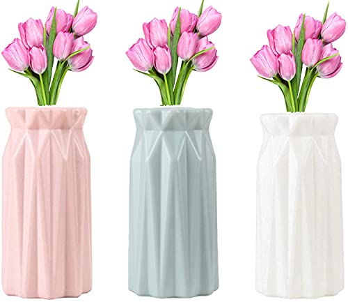 Kunststoff Vasen, 3 Stück Elegantes Design Vase Desktop Moderne Dekorative Ornament Kunststoff Vase Für Innen Schlafzimmer Wohnzimmer Balkon Tischdeko Hochzeit Küche Office von AMZMUKAUP