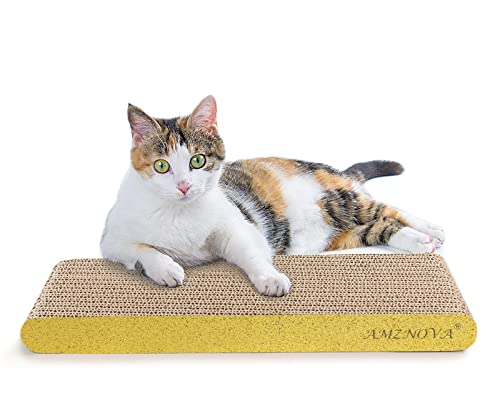 AMZNOVA Katzenkratzer, Kratzunterlage, strapazierfähiger, recycelbarer und wendbarer Karton mit Katzenminze, schmal, glitzerndes Gold von AMZNOVA