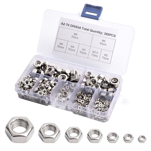 AMZSKU 360 Stück Sechskantmuttern Kontermuttern Standard A2-70 Set selbstsichernd A2-70 Edelstahl Kontermutter Muttern Set Sechskant Schraubenmuttern 7 Größe M2 M2.5 M3 M4 M5 M6 M8 AMZSKU 360 Stück Sechskantmuttern Kontermuttern Standard A2-70 Set selbstsichernd A2-70 Edelstahl Kontermutter Muttern Set Sechskant Schraubenmuttern 7 Größe M2 M2.5 M3 M4 M5 M6 M8 von AMZSKU
