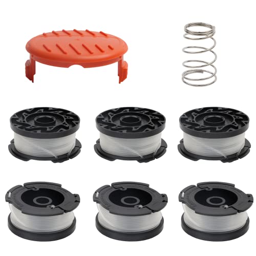 AMZSKU 6 Pack A6481 A6485 Fadenspule für Black Decker Rasentrimmer STC1820CM STC1820PC STC1820EPC STC1840EPC ST5530 ST1823 GLC1823L20 (6 Pack +1 copertura + 1 molla) von AMZSKU
