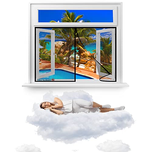 Fliegengitter Fenster 85 x 175 cm Magnetischer Fliegenvorhang Moskitonetz, Auto geschlossen, faltbar Luft kann frei strömen, für Türen/Patio(Schwarz) von AMZSUMGD