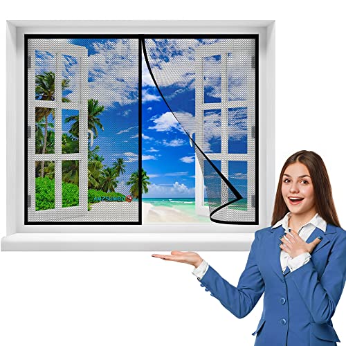 Fliegengitter Magnetvorhang für Fensteren 200 x 170 cm Insektenschutz Magnet Fliegenvorhang, Magnetische Adsorption, Faltbar, Auto Schließen Luft kann frei strömen, für Türen/Patio(Schwarz) von AMZSUMGD