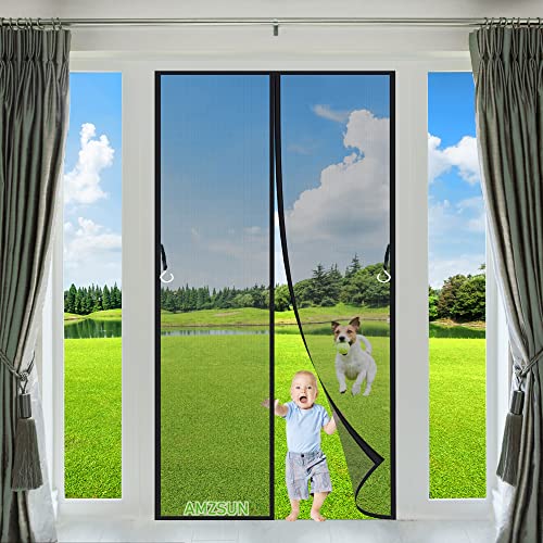 Magnet Fliegengitter Balkontür 75x200cm Schwarz Insektenschutz Fenster Moskitonetz Magnet Fliegenvorhang Automatisch schließen Luft kann frei strömen von AMZSUN