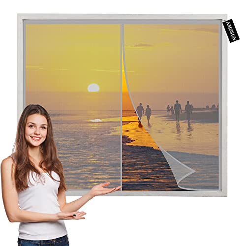 Magnet Fliegengitter Fenster Insektenschutz Grau 120x120cm Magnetischer Fliegenvorhang Klettband Automatisches Schließen-für Balkontür Terrassentür von AMZSUN