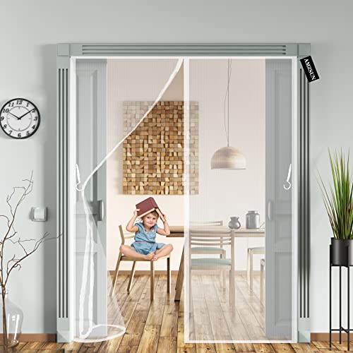 Magnet Fliegengitter Tür-Insektenschutz Balkontür 115 x 225 cm Magnetvorhang für Wohnzimmer Balkontür Terrassentür Kinderleichte Klebemontage Ohne Bohren - Weiß Magnet Fliegengitter Tür-Insektenschutz Balkontür 115 x 225 cm Magnetvorhang für Wohnzimmer Balkontür Terrassentür Kinderleichte Klebemontage Ohne Bohren - Weiß von AMZSUN