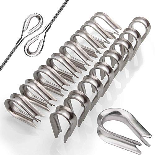 cersaty® Drahtseil Kauschen 6mm 304 Edelstahl Kabelkausche Herz Kausche Kabel Stahldraht Seil Rigging Material (Marinequalität) 22Pcs von HORLAT