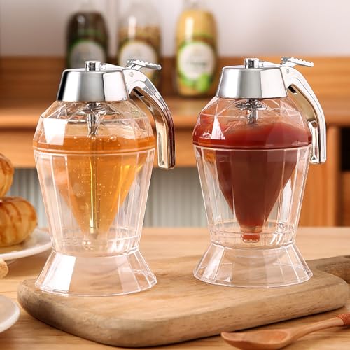 AMZTEMU Honey pot, Honey jar, Honigglas,Honiggläser,Honigtopf mit löffel, Honigbehälter -Diamantähnliche Form -Acryl(200ml Diamantform) von AMZTEMU