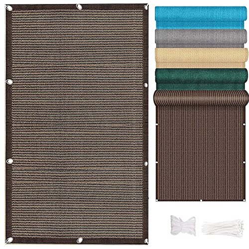 AMZYU Balkon Sichtschutz Ohne Bohren 70 x 750 cm Balkonverkleidung Garten Leicht Transparent Polyester mit Kabelbindern für Terrasse Outdoor, Braun von AMZYU