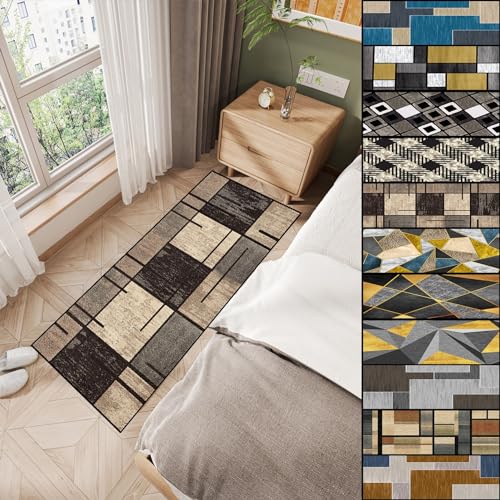 AMZYU Flur Teppich 90 x 500 cm Modernes Design Schmutzfangmatte Wetterfest Pflegeleicht ideal für Küche und Esszimmer, D von AMZYU