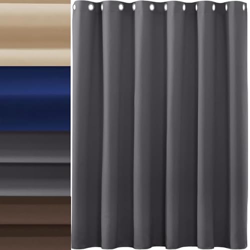 AMZYU Gardinen Blickdichte Vorhänge Schlafzimmer, 115 x 255 cm Modern Und Langlebig, Lärmschutz Vorhänge Blickdicht mit Ösen, Raumteiler Waschbar Größe Und Farbe Wählbar, Dunkelgrau von AMZYU