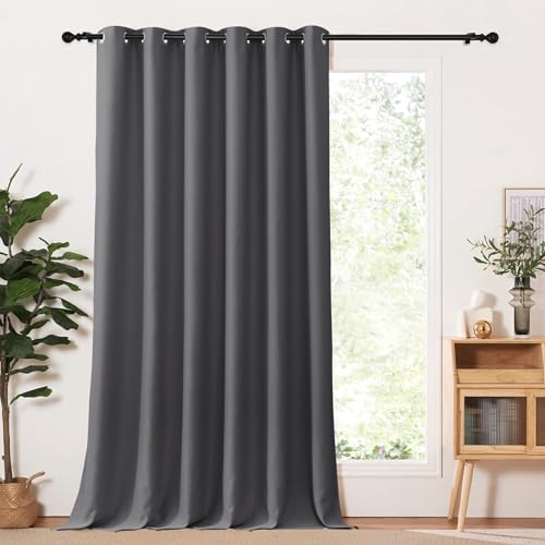 AMZYU Ösenvorhang Lärmschutzvorhang 1Er Pack, 100 x 235 cm Schöner Weicher, Sichtschutz Blackout Curtain Verdunkelung, Raumteiler Blickdicht Waschbar Größe Und Farbe Wählbar, Dunkelgrau von AMZYU