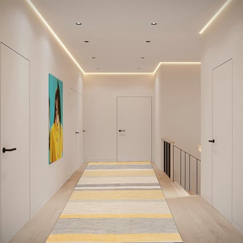 AMZYU Teppich Läufer Flur rutschfest 110 x 260 cm Modernes Design Bettvorleger Wetterfest Pflegeleicht fürs Wohnzimmer, Kinderzimmer, E von AMZYU