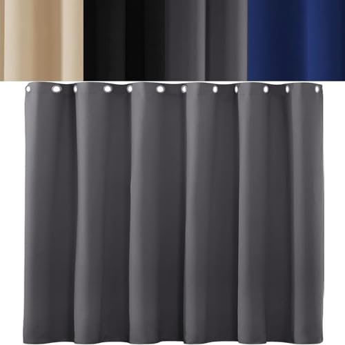AMZYU Verdunklungsvorhänge mit Ösen, 60 x 190 cm Schöner Weicher, Sichtschutz Vorhang Blickdicht mit Ösen, Raumteiler Waschbar Größe Und Farbe Wählbar, Dunkelgrau von AMZYU