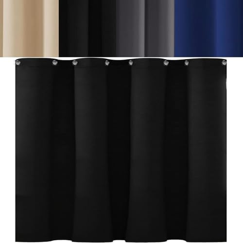 AMZYU Vorhang Verdunkelung 1 Stück, 100 x 190 cm Modern Und Langlebig, Lärmschutz Gardinen Modern Schlaufenschal, Raumteiler Waschbar Größe Und Farbe Wählbar, Schwarz von AMZYU