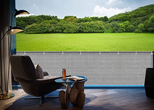 AMZYU Balkon Sichtschutz 90 x 250 cm Sonnensegel Sonnenschutz Garten Windschutz Staubschutz mit Kabelbinder für Terrasse Outdoor, Grau von AMZYU