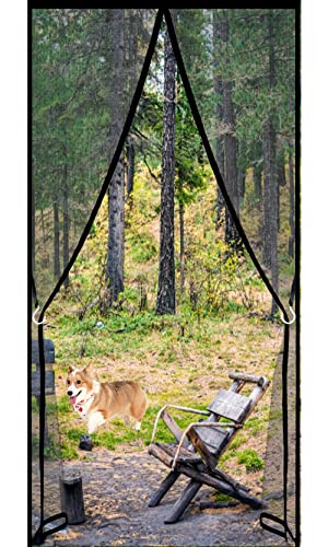 Insektenschutz Balkontür 150 x 250 cm Protection Against Mosquitoes Magnetischer Fliegenvorhang Kinderleichte Klebemontage für Balkontür und Terrassentür, Schwarz von AMZYU