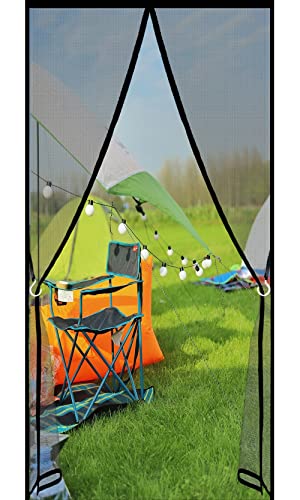 Insektenschutz Tür 190 x 260 cm Protection Against Mosquitoes Fliegengitter Schiebetür Vorhang Kinderleichte Klebemontage für Balkontür Terrassentür, Schwarz von AMZYU