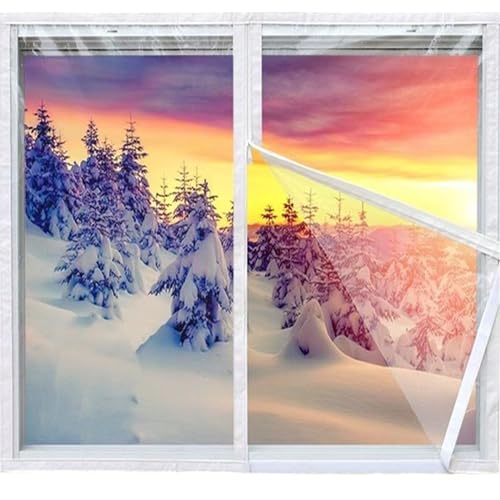 Isolierfolie für Winter 112 x 215 cm Wärmedämmung Winddicht Fensterdichtungsskits Kontrollieren Sie Die Raumtemperatur für Fenster zu Hause, A von AMZYU