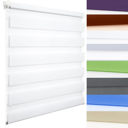 Rollos für Fenster und Türen 45 x 110 cm Blickdicht Sichtschutz Sonnenschutz Verdunkelungsrollo Klemmrollo Thermorollo Bequeme Montage für Fenster & Türen, Weiß von AMZYU