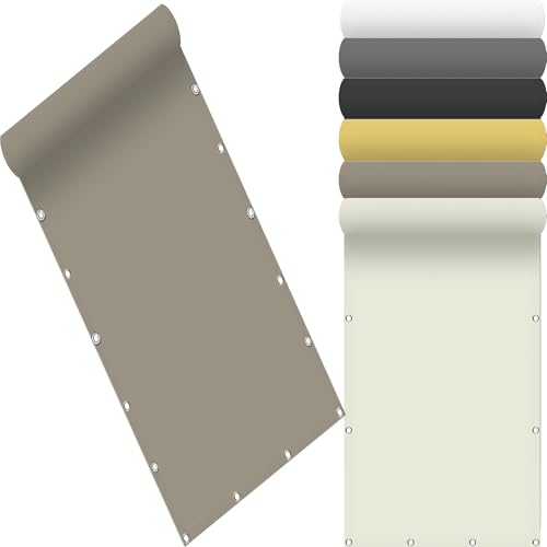 Sonnensegel Balkon Sonnenschutz 180 x 265 cm Seitenschutz Balkon Ohne Bohren Polyester Wasserabweisend mit Befestigungsseilen für Terrasse Garten, Taupe von AMZYU