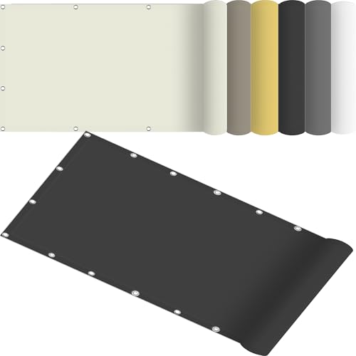 Sonnensegel Quadrat Wasserdicht 155 x 285 cm Terrasse Segel Baldachin Rechteckig UV Schutz Windschutz mit Kostenlosem Seil für Hof, Deck, Pergola, Dunkelgrau von AMZYU