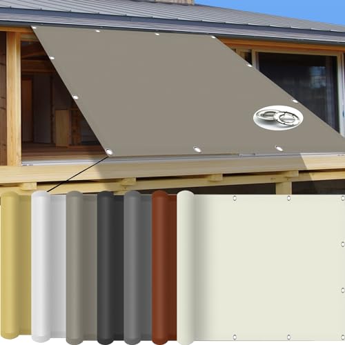 Sonnensegel Quadratisch Wasserabweisend 1.8 x 3.8 m Sonnensegel Leinwand Terrasse Camping 95% Uv-Schut Windschutz Reißfest Im Viele Größe Und Farben mit Kordel, Taupe von AMZYU