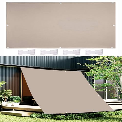 Sonnensegel Rechteckig 1.4 x 4 m Reißfest Wetterfest Wasserdicht Sonnenschutz Terrassendach Terrasse Gartenge Multi Farbe und Größe Mit Kordel, Taupe von AMZYU