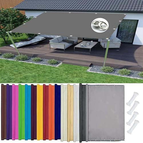 Sonnensegel Sonnenschutz Windschutz 2.3 x 3.3 m Sonnenschirm Segel Sonnenschutz Netz Terrasse Gartenge 95% Uv-Schut Windschutz Reißfest Im Viele Größe Und Farben mit Kordel, Hellgrau von AMZYU