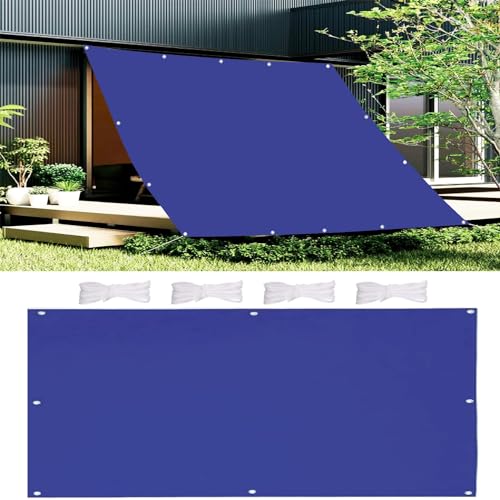 Sonnensegel Wasserdicht 3 x 6.5 m Witterungsbeständig Wasserdicht Schattennetz mit Ösen Balkon Terrasse im Viele Größe und Farben Mit Kordel, Dunkelblau von AMZYU