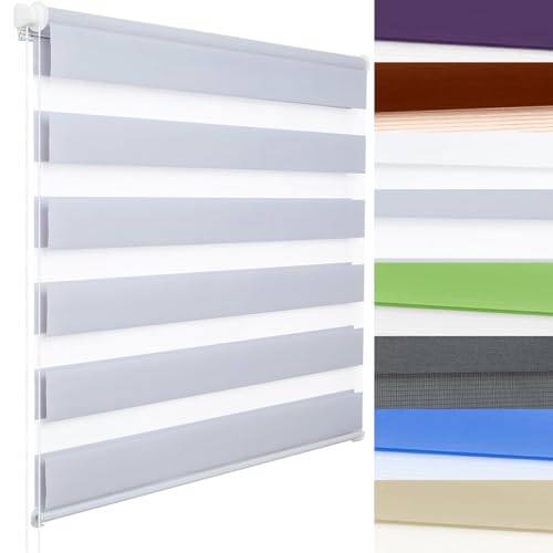 Tag Nacht Rollo Ohne Bohren 40 x 110 cm Sonnenschutz Blickdicht Moderne Tag-Nacht-Rollo ohne Bohren Einfache Montage mit Klemmträger für Fenster & Türen, Hellgrau Tag Nacht Rollo Ohne Bohren 40 x 110 cm Sonnenschutz Blickdicht Moderne Tag-Nacht-Rollo ohne Bohren Einfache Montage mit Klemmträger für Fenster & Türen, Hellgrau von AMZYU