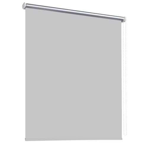 Verdunkelungsrollo Klemmfix 120 x 180 cm Verdunkelnd & Lichtundurchlässig Sonnenschutzrollo Fensterrollo Inkl. Befestigungsmaterial für Fenster & Türen, Hellgrau von AMZYU