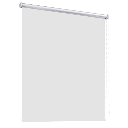 Verdunkelungsrollo Thermorollo 70 x 260 cm Sonnen-, Sicht- & Schallschutz Wärmeschutzrollo Hitzeschutzrollo Inkl. Befestigungsmaterial für Fenster & Türen, Weiß von AMZYU