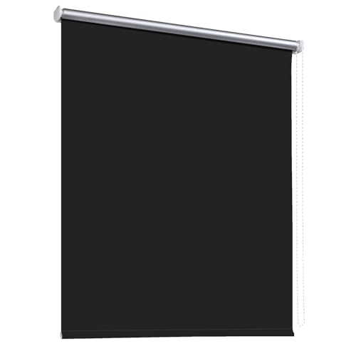 Verdunklungsrollo Thermorollo 70 x 250 cm Verdunkelnd & Lichtundurchlässig Fensterrollo Rollo Seitenzugrollo Inkl. Befestigungsmaterial für Fenster & Türen, Schwarz von AMZYU