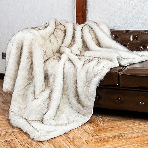 AMZZHAO Fellimitat Decke,Faux fur Blanket,Lang Plüsch Wolldecke,Sofadecke,Deko Kuscheldecke Fell Flauschig,Tagesdecke,150 x 200 cm/59,06 x 78,74 Zoll,Gewicht: ca. 3,2 kg von AMZZHAO