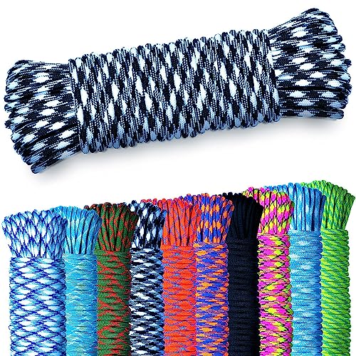 AMZoutdoor NEU 5,10 oder 15m Paracord 550 Schnur | Paracord Schnur | 7 Kernstränge | Outdoor Ausrüstung | Outdoor Camping | Paracord Schnüre für Hundehalsband | Hundeleine (Schwarz-Weiß, 10 Meter) von AMZoutdoor