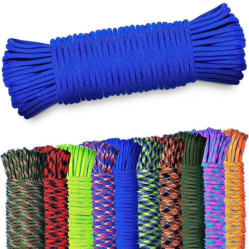 NEU AMZoutdoor® 4mm Paracord 550 Schnur | Paracord Schnur | 7 Kernstränge | Outdoor Ausrüstung | Outdoor Camping | Paracord Schnüre (5 Meter, Neon Gelb-Grün) (Blau, 10 Meter) von AMZoutdoor