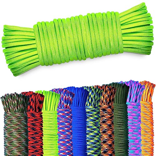 NEU AMZoutdoor® 4mm Paracord 550 Schnur | Paracord Schnur | 7 Kernstränge | Outdoor Ausrüstung | Outdoor Camping | Paracord Schnüre (Neon Grün, 10 Meter) von AMZoutdoor