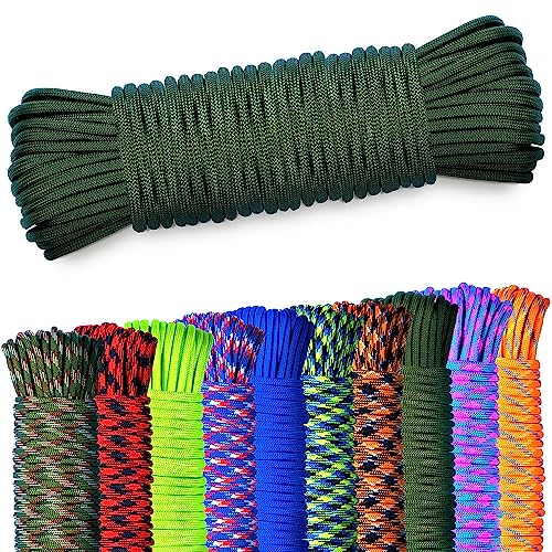 NEU AMZoutdoor® 4mm Paracord 550 Schnur | Paracord Schnur | 7 Kernstränge | Outdoor Ausrüstung | Outdoor Camping | Paracord Schnüre (Olivgrün/Tarnfarbe, 15 Meter) von AMZoutdoor