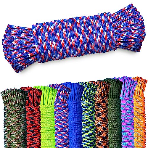 NEU AMZoutdoor® 4mm Paracord 550 Schnur | Paracord Schnur | 7 Kernstränge | Outdoor Ausrüstung | Outdoor Camping | Paracord Schnüre (Orange-Blau, 5 Meter) von AMZoutdoor