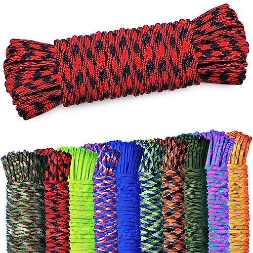 NEU AMZoutdoor® 4mm Paracord 550 Schnur | Paracord Schnur | 7 Kernstränge | Outdoor Ausrüstung | Outdoor Camping | Paracord Schnüre (Rot-Schwarz, 10 Meter) von AMZoutdoor